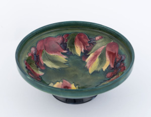 MOORCROFT "Leaves and Berries" pattern pottery bowl on green ground, circa 1930s, stamped "Moorcroft, Made In England", 6.5cm high, 16cm diameter,