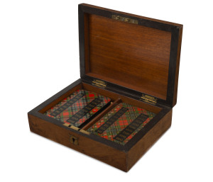 Antique whist and playing card set in walnut box, circa 1880, ​the box 17cm wide