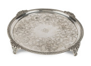 A Georgian sterling silver salver made in London, circa 1795, 33cm across, 1120 grams