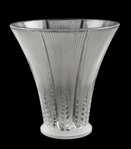 LALIQUE "Epis" French Art Deco frosted glass vase, circa 1960, engraved "Lalique, France", 16.5cm high