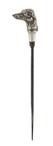 An English sterling silver topped dog spike, maker's mark illegible, made in London, circa 1889, 29cm high