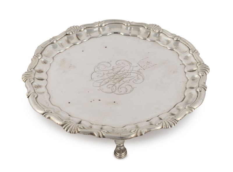 A Georgian sterling silver salver by George Smith III of London, circa 1786, 17cm diameter, 240 grams