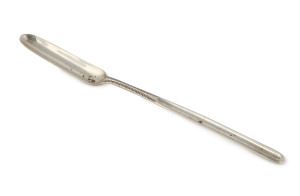 A Georgian sterling silver marrow scoop, maker's mark illegible, made in London, circa 1800, 23cm long, 43 grams