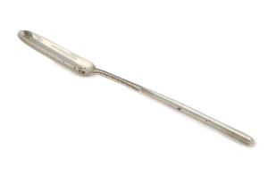 A Georgian sterling silver marrow scoop, maker's mark illegible, made in London, circa 1800, ​23cm long, 43 grams