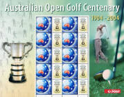 Range of Australia Post Special Event Sheets. 2003 Rugby World Cup (9), Tennis (16) with 2001 Davis Cup Final, Australian Open 2003-05 and Lleyton Hewitt. Stawell Gift 2000 & 2002 (3) and 2004 Aust. Golf Open Centenary (1). Stamp values 45c to $1.65 incl. - 2