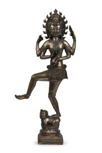 Shiva statue, silvered bronze finish, Indian origin, 19th century, 63.5cm high
