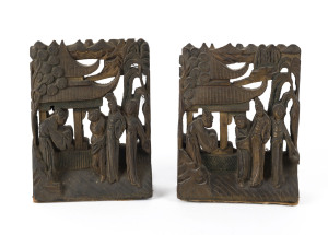 A pair of Chinese carved and gilded timber bookends, early 20th century, ​18cm high