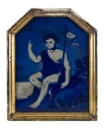 An acid etched cameo glass panel, French, 18th century, housed in original gilt frame, ​31 x 25cm overall
