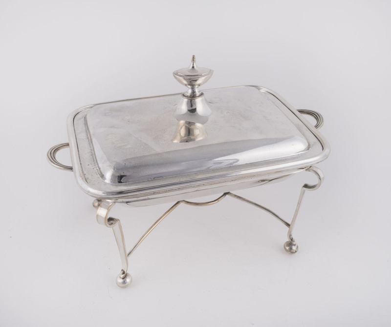 An English silver plated warming dish, 19th century, ​22cm high