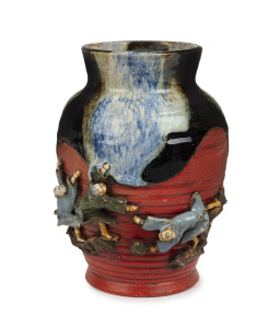 A Japanese SUMIDA GAWA pottery vase, Meiji period, late 19th century, 19cm high