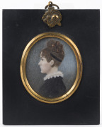 A Regency period miniature profile portrait of a lady, inscribed verso "4th May, 1820", 11.5 x 9.5cm overall