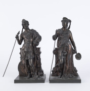 A pair of antique French spelter classical statues, 19th century, ​32cm high
