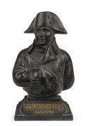 COURVOISIER COGNAC French point of sale advertising Napoleon bust, slip cast rubber compound with bronze finish, circa 1930s, 26cm high