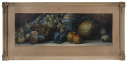 ARTHUR DUDLEY (working 1890 to 1907), still life with basket and fruit, watercolour, signed lower right "A. Dudley, '96", ​27 x 77cm - 2