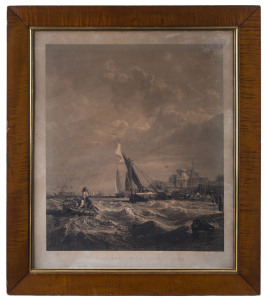 ROBERT STEPHENSON (19th century, British), Tilbury Fort Wind Against Tide, engraving, titled and captioned in the lower margin, original satinwood frame with gilt slip and glazing, ​72 x 60.5cm, frame 87 x 75cm overall