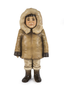 Point of sale advertising statue of an Inuit child in costume, painted fibreglass, circa 1950, 61cm high