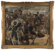 ARTIST UNKNOWN (19th century, European), battle scene, coloured lithograph, ​43 x 50cm