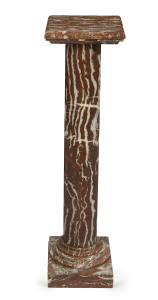 A French rouge marble pedestal, 19th century, 88cm high