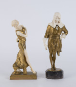 I.) RUDOLF MARCUSE (1878-1929, German), Chryselephantin Precious Miss, circa 1900, gilt bronze and carved ivory on marble plinth, 27.5cm high. II.) SANDER JARAY (1870-1916, Hungarian) Dancer with Castanets, bronze and ivory, 25cm high (2 items).