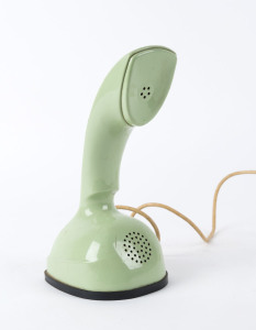 ERICCSON LM vintage Ericofon "Cobra" phone, rotary dial in crystal mint green plastic, circa 1960s, ​25cm high