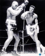 MUHAMMAD ALI, signed photograph from the Muhammad Ali vs Doug Jones fight, March 13th 1963, size 40x51cm. With 'Online Authentics' No.OA-8090286.