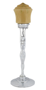 An impressive Art Deco "Diana" lamp, chrome and glass, circa 1930, 80cm high
