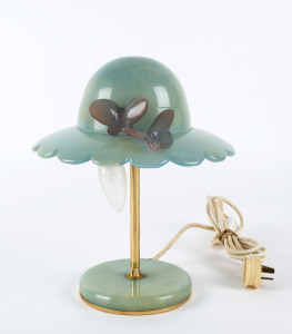 An Italian alabaster table lamp and shade, circa 1960s, 30cm high