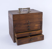 Watch maker's workbox, drawers fitted with various compartments, 19th century, ​33cm high, 30.5cm wide, 23cm deep