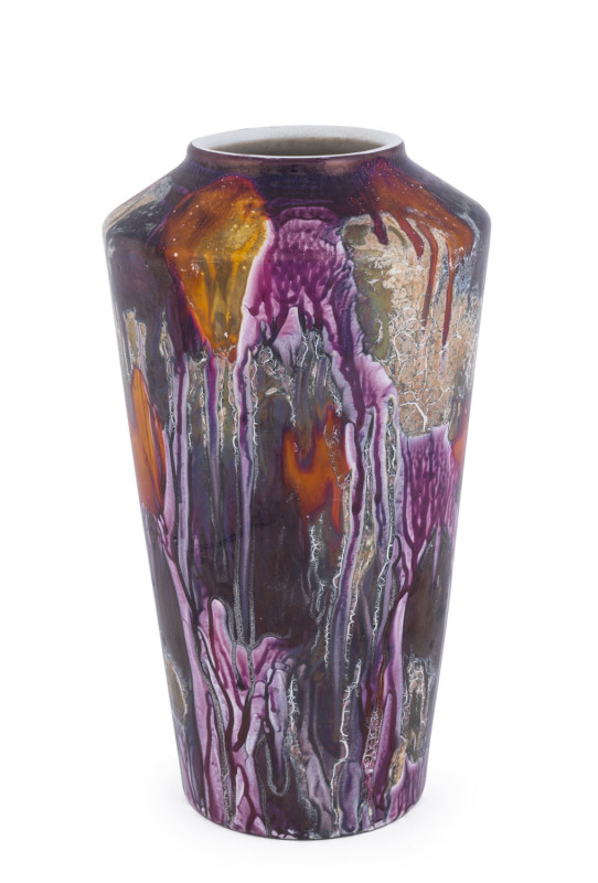 German pottery vase with unusual glaze, circa 1950s, ​22cm high