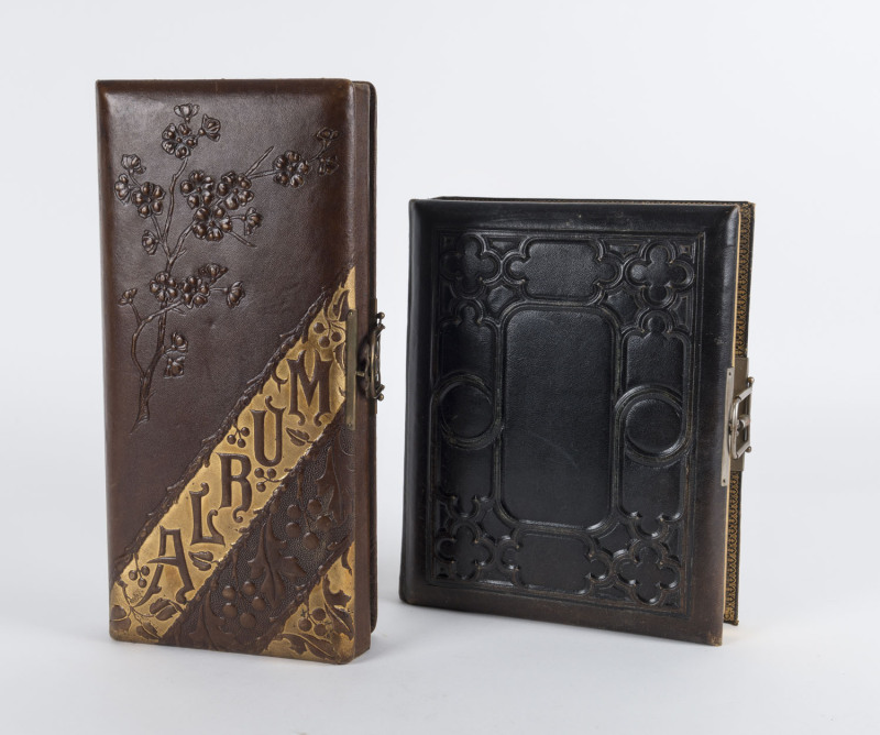 Two Victorian leather photo albums (no photographs), in remarkably good condition, circa 1880s, ​30cm and 38cm high