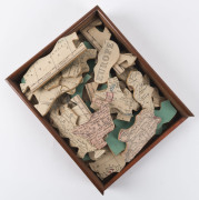 "New Dissected Map Of Europe" puzzle, in original walnut box with lithograph label, 19th century, the box 5.5cm high, 19.5cm wide, 24.5cm deep, - 2