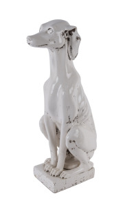 An Italian porcelain greyhound statue, mid 20th century, 71cm high