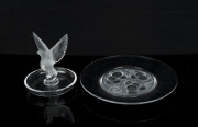 LALIQUE crystal ring tray and plate, late 20th century, engraved "Lalique, France", ​the plate 17.5cm diameter