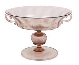 VENINI VITTORIO ZECCHIN Murano lavender glass comport, circa 1930s, 16cm high, 23cm diameter