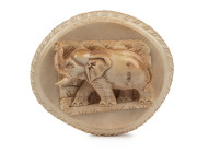 An Indian ivory jewellery box, carved with elephants and palms, 19th century, ​9cm high, 10cm wide, 8.5cm deep - 2