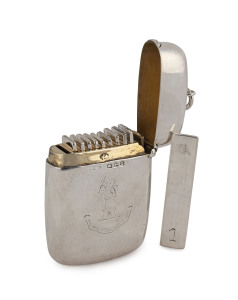 A rare English sterling silver vesta case butt marker by John Millward Banks, Chester, circa 1899, 6cm high, 105 grams