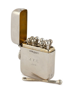A rare English sterling silver vesta case butt marker by Grey & Co., Chester, circa 1912, 5cm high, 58 grams