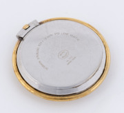 GEORG JENSEN Danish sterling silver fob watch alarm travel clock with parcel gilt folding stand, 20th century, stamped "Georg Jensen, No. 072, Swiss Made, Denmark, Sterling, 925 s Design 355, Lene Munthe", in original box, ​5.5cm high - 3