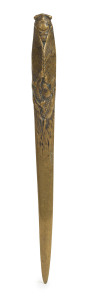 M. BERTIN French bronze paper knife with cicada handle, circa 1900, signed "M. Bertin" on the blade, 24cm long