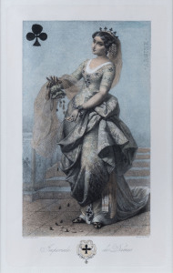 EM PICHARD (France), I.) Imperales du Dames, hearts, II.) Imperales du Dames, clubs, coloured engravings, ​43 x 27cm