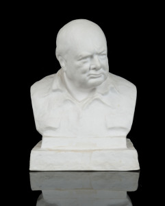 WINSTON CHURCHILL commemorative Parian porcelain bust by Spode, circa 1965, stamped "Winston Churchill, 1874-1965, Spode, England, First Edition, 1965", ​17cm high
