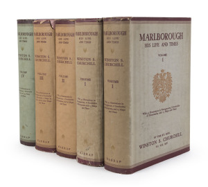 WINSTON CHURCHILL - AS WRITER: - "MARLBOROUGH HIS LIFE AND TIMES - Volumes I to IV" hardbound first editions plus the First Revised Edition of Volume I, published by George G. Harrap & Co (1933-38), each volume approximately 5cm thick, bound in plum cloth