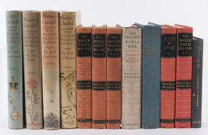 'WINSTON CHURCHILL - AS WRITER: hardbound selection comprising "Into Battle" (Cassell, 1941) "The World Crisis 1911-18" in four volumes (Odhams Press, 1949), plus "Step by Step", "Thoughts and Adventures" & "Great Contemporaries" (all Odhams, 1948), "A H
