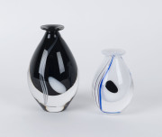 KOSTA BODA two Swedish art glass vases by Klas G&ouml;ran Tinb&auml;ck, late 20th century, signed "Kosta, 48253, Tinb&auml;ck", with original foil labels, 13.5cm and 10.5cm high