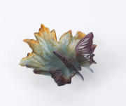 DAUM French pate de verre butterfly dish, late 20th century, etched "Daum, France", ​9cm high, 17cm wide