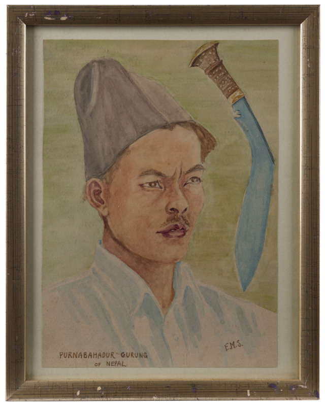 EILEEN MARY STEABBEN (1892-1981), Purnabahadur Gurung of Nepal, watercolour, signed lower right "E.M.S.", ​35 x 23cm