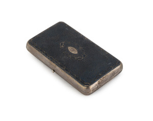 A Russian silver and niello cigar case with gilt wash interior, Moscow, circa 1864, maker's marks (illegible), 12.5cm wide, 145 grams