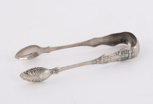 A pair of Scottish sterling silver sugar tongs, maker's mark "A.B.", Glasgow, circa 1850, 14.5cm long