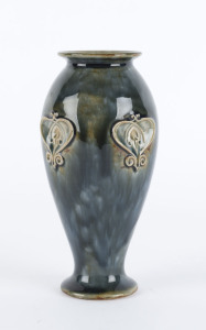 ROYAL DOULTON Arts and Crafts stoneware vase, circa 1910, lion and crown mark stamped "Royal Doulton, England", initialled "L.W.", ​18.5cm high