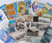 POSTCARDS & TRAVEL EPHEMERA: with 1908 Australia Greets American Fleet cards (3), 1920s-40s European cards including many real-photo cards, one showing delegates at Conference of Locarno (1925), British 1940s cards showing military regiments,1940s Publici